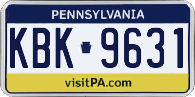 PA license plate KBK9631