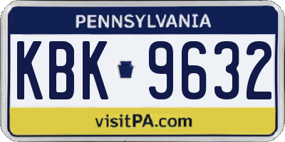 PA license plate KBK9632