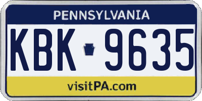 PA license plate KBK9635