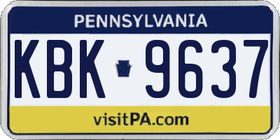 PA license plate KBK9637