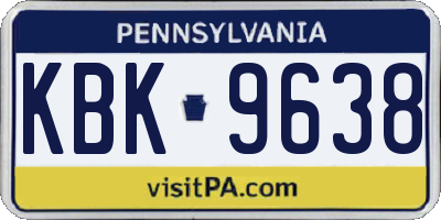 PA license plate KBK9638