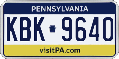PA license plate KBK9640