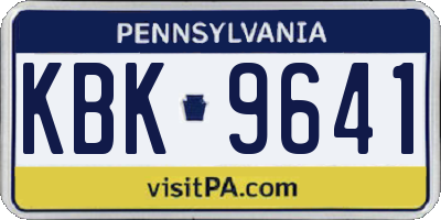 PA license plate KBK9641