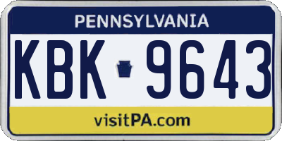 PA license plate KBK9643