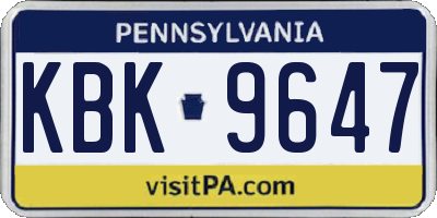 PA license plate KBK9647