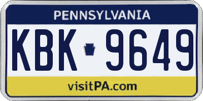 PA license plate KBK9649