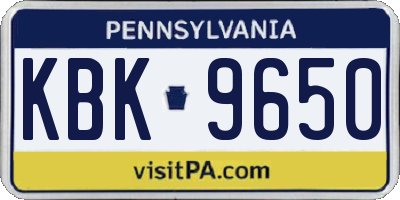 PA license plate KBK9650