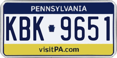 PA license plate KBK9651