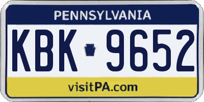 PA license plate KBK9652