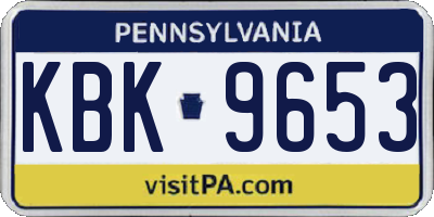 PA license plate KBK9653