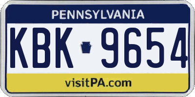PA license plate KBK9654