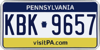 PA license plate KBK9657