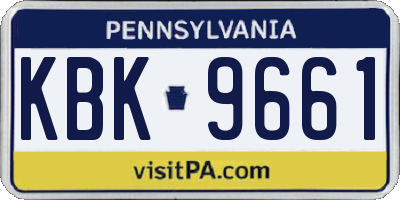 PA license plate KBK9661