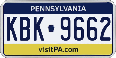 PA license plate KBK9662