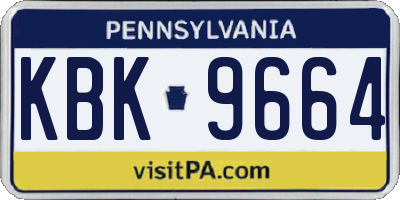 PA license plate KBK9664