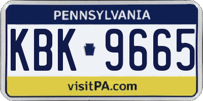PA license plate KBK9665