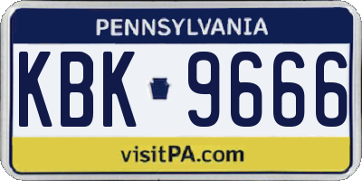 PA license plate KBK9666