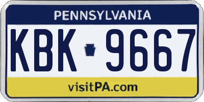PA license plate KBK9667