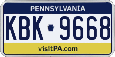 PA license plate KBK9668