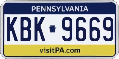 PA license plate KBK9669