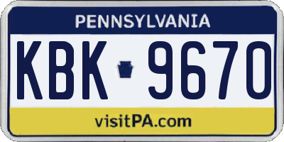 PA license plate KBK9670