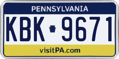 PA license plate KBK9671