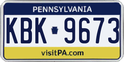 PA license plate KBK9673