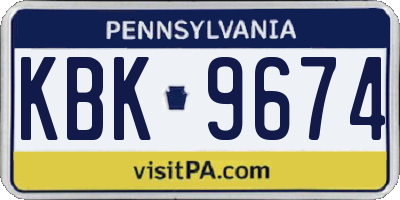 PA license plate KBK9674