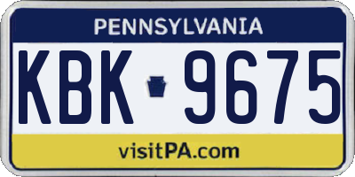 PA license plate KBK9675