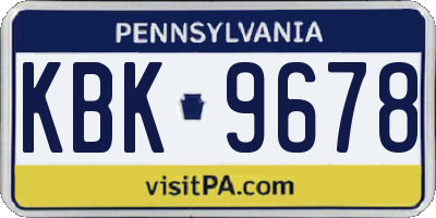 PA license plate KBK9678