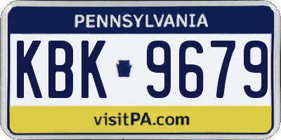PA license plate KBK9679