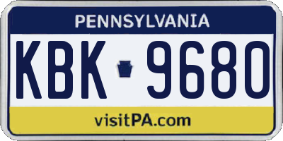 PA license plate KBK9680