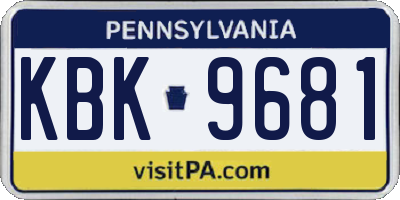 PA license plate KBK9681