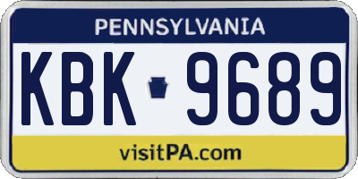 PA license plate KBK9689