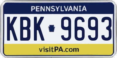 PA license plate KBK9693