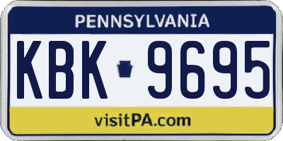 PA license plate KBK9695