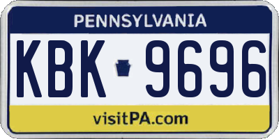 PA license plate KBK9696