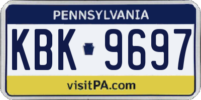 PA license plate KBK9697