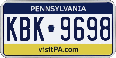 PA license plate KBK9698
