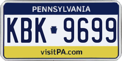 PA license plate KBK9699