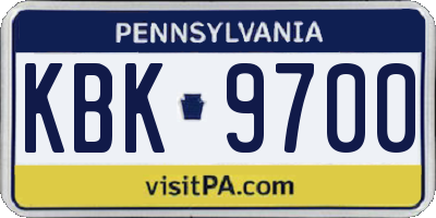 PA license plate KBK9700