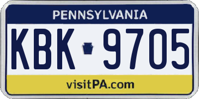 PA license plate KBK9705
