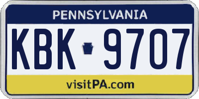 PA license plate KBK9707