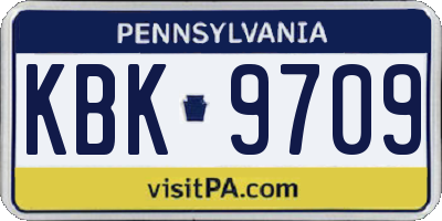 PA license plate KBK9709