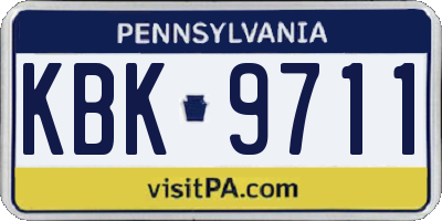 PA license plate KBK9711