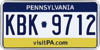 PA license plate KBK9712