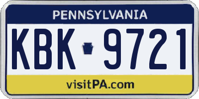 PA license plate KBK9721