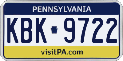 PA license plate KBK9722