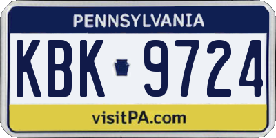 PA license plate KBK9724