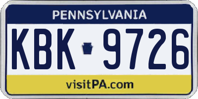 PA license plate KBK9726